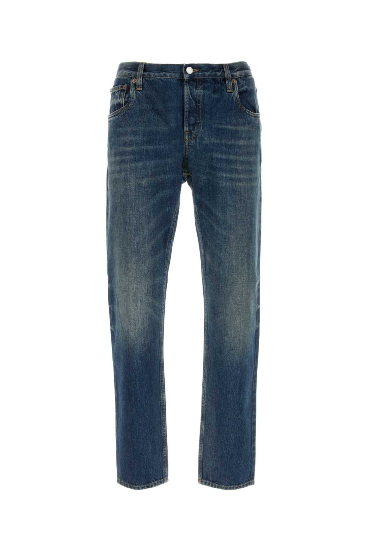 Prada Faded Effect Denim Trousers In Blue