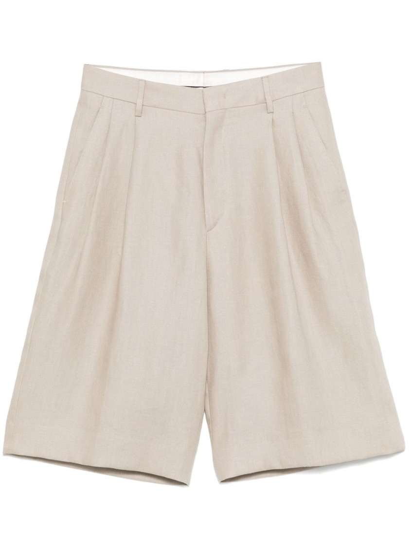Tagliatore Linen Shorts In Taupe