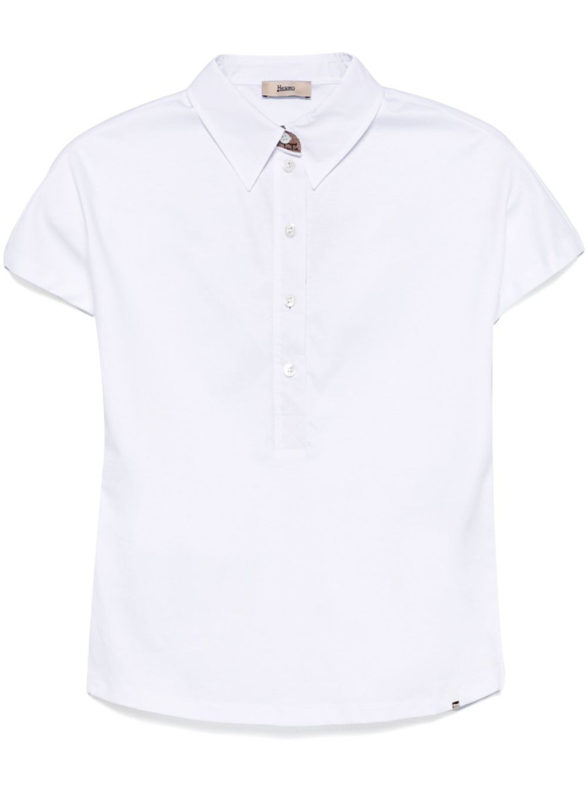 Herno White Cotton Polo Shirt With Classic Collar In White