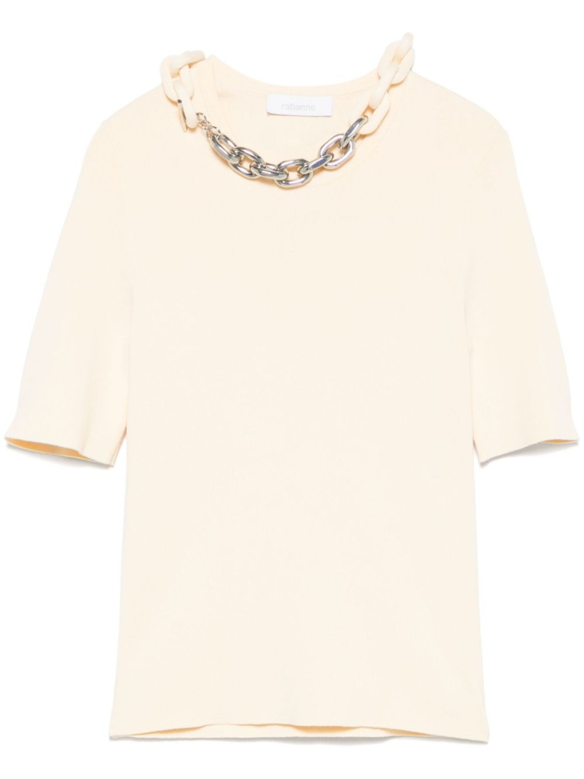 Rabanne Beige Chain Link-detail Top In Neutral