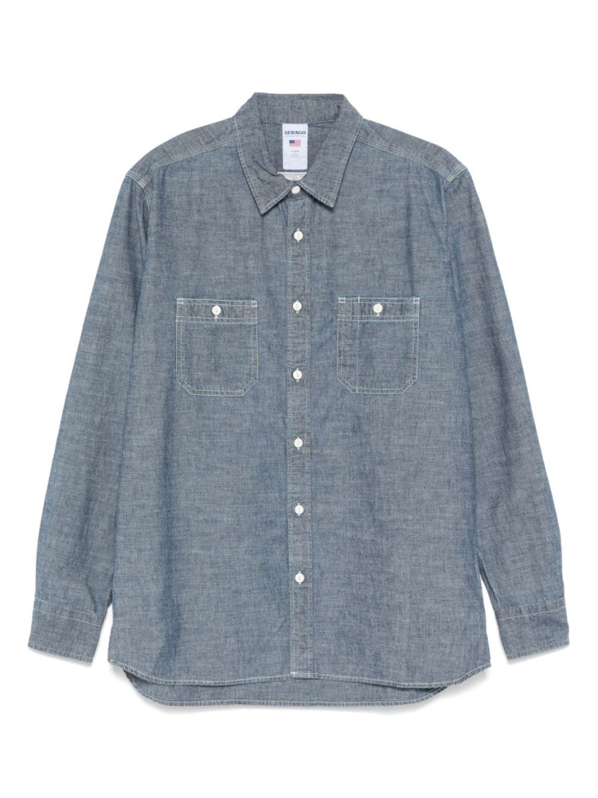 Sebago Classic Blue Cotton Shirt With Button-down Front In Blue
