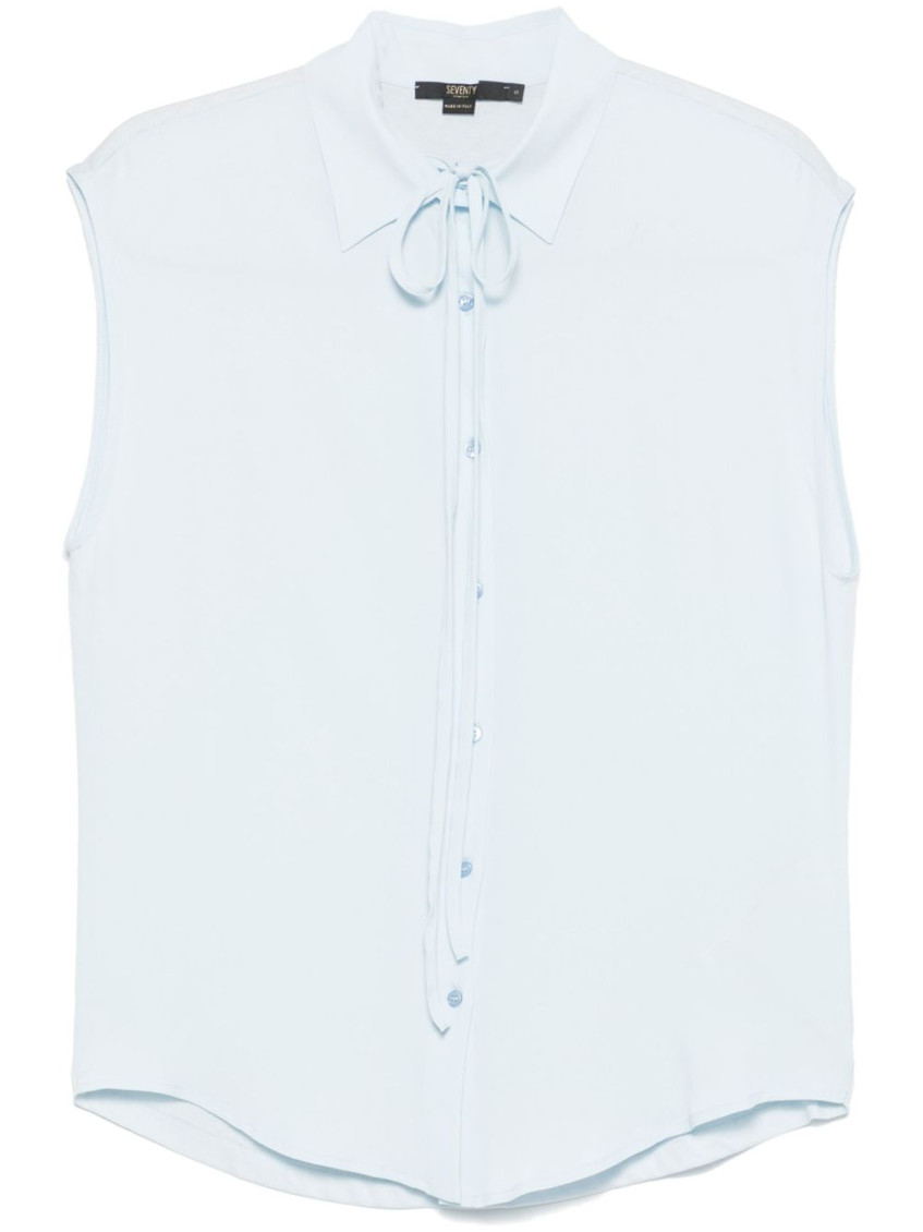Seventy Polo In Misto Cotone Azzurro In Blue