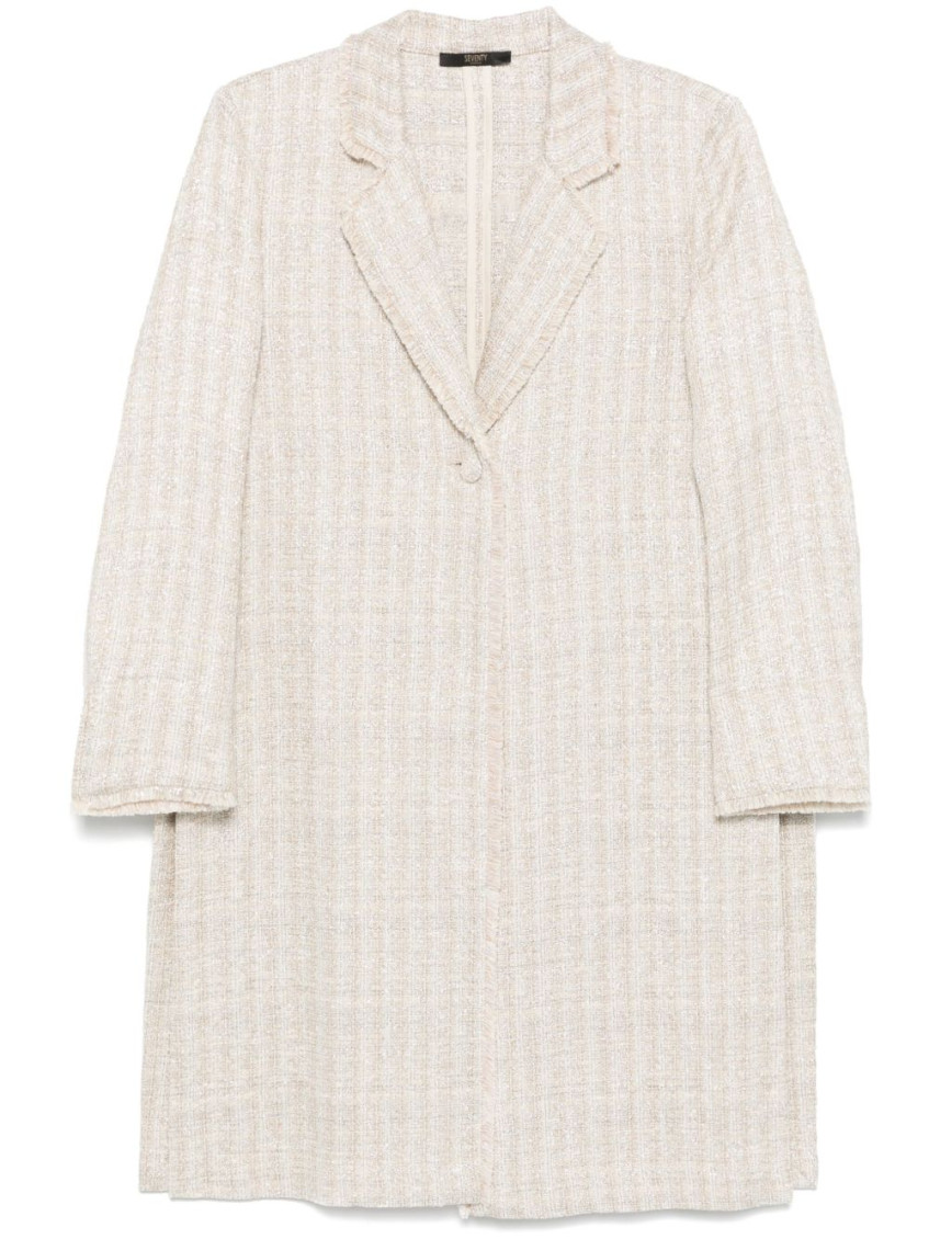 Seventy Textured Long Coat With Notched Collar In Gold