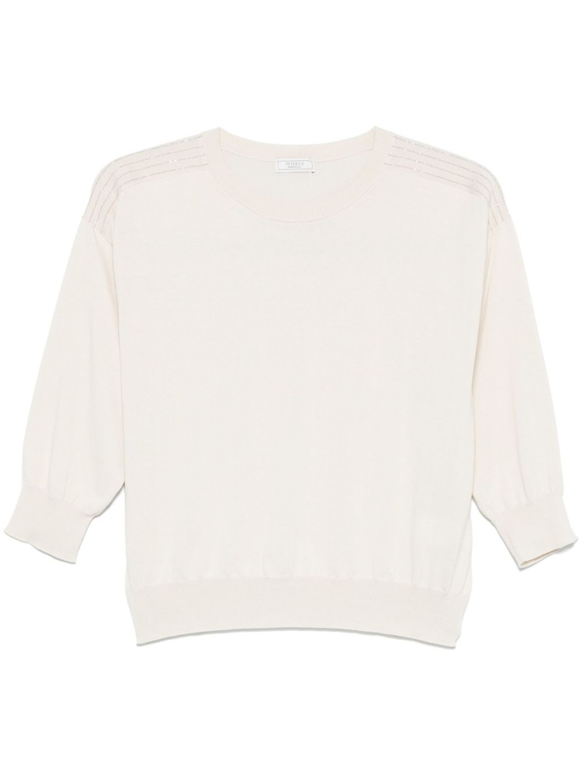 Peserico Off White Fine-knit Sweater In Neutral