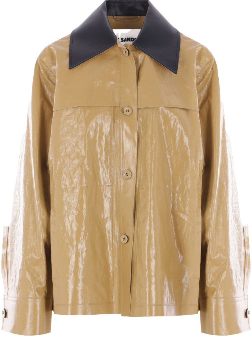 Jil Sander Beige Waxed Jacket In Multi