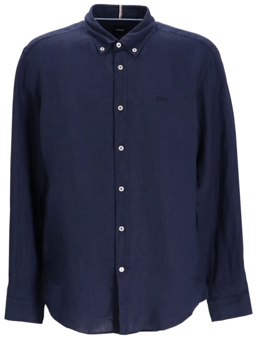Hugo Boss Boss Linen Button-down Shirt With Subtle Sheen