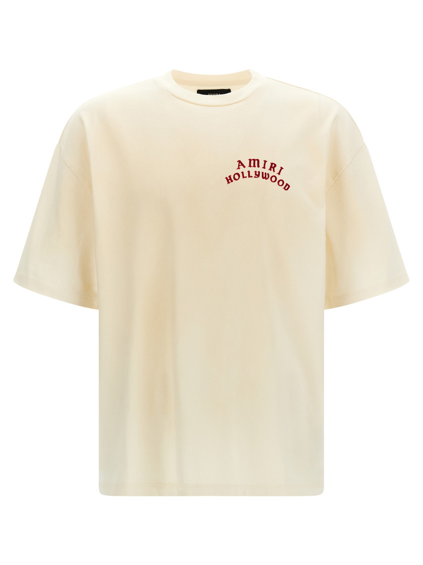 Amiri Mens Ivory Red Holly Text-print Cotton T-shirt Xl In Neutral