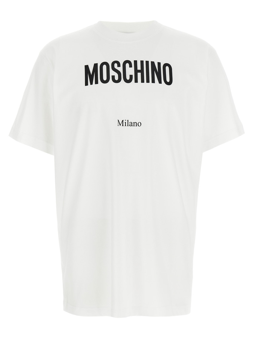 Moschino Cotton T-shirt With Contrasting Logo Detail In White