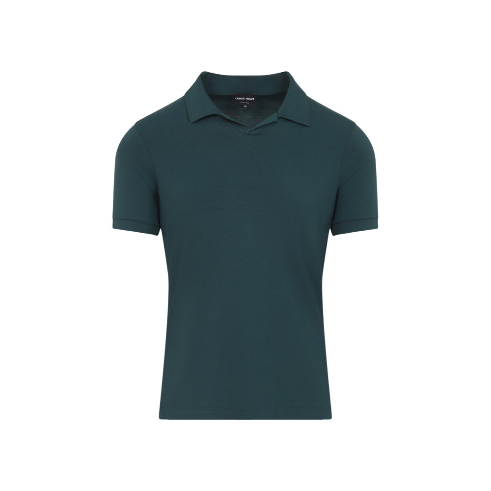 Giorgio Armani Woods Green Viscose Polo With Polo Collar In Green