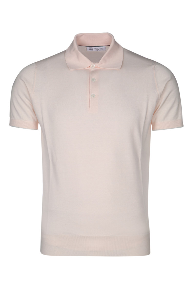 Brunello Cucinelli Short Sleeved Buttoned Polo Shirt In Pink