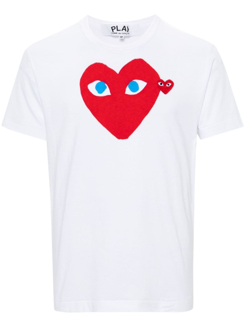 Comme Des Garçons Play Heart Printed Crewneck T-shirt In Red