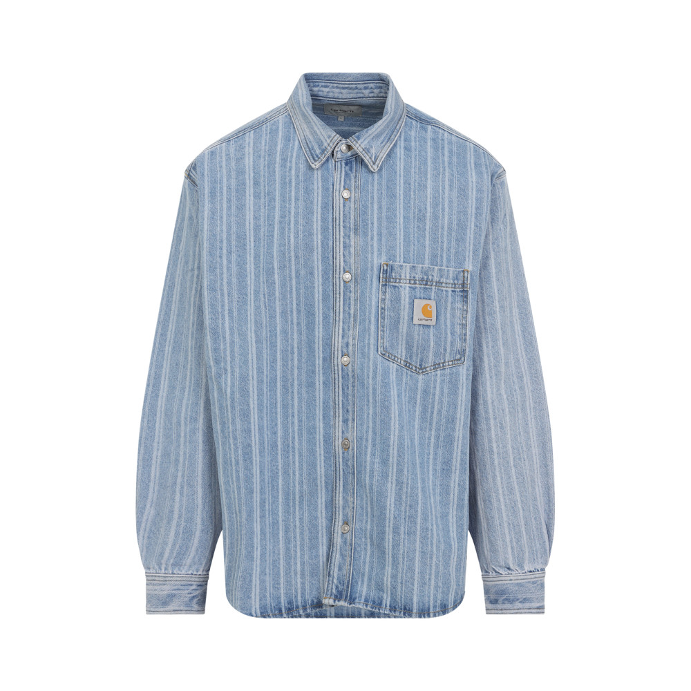 Carhartt Striped Cotton Shirt Jacket With Chest Pocket In Blue