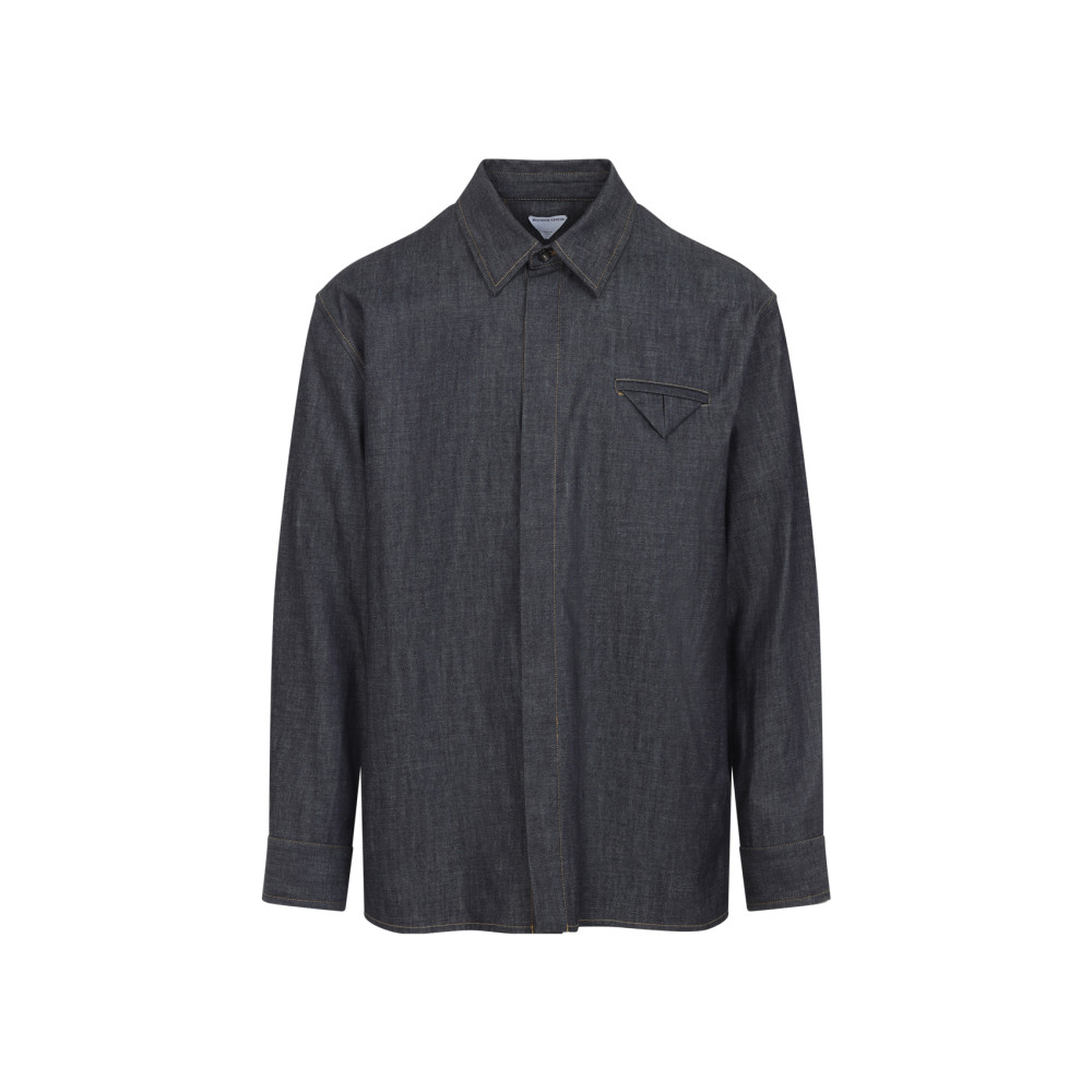 Bottega Veneta Triangle Back Denim Shirt In Black