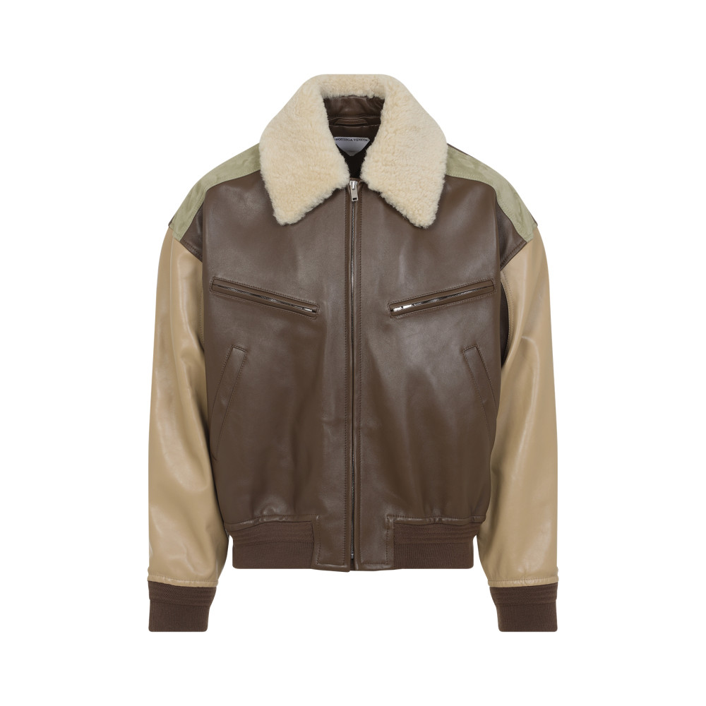 Bottega Veneta Multicolor Leather Bomber Jacket In Multi