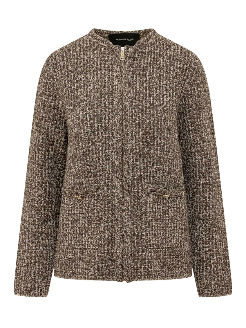 ＹＫ　FABIANA FILIPPI ブラウン ジャケット Fabiana Filippi Brown Textured Jacket for Women Online India at