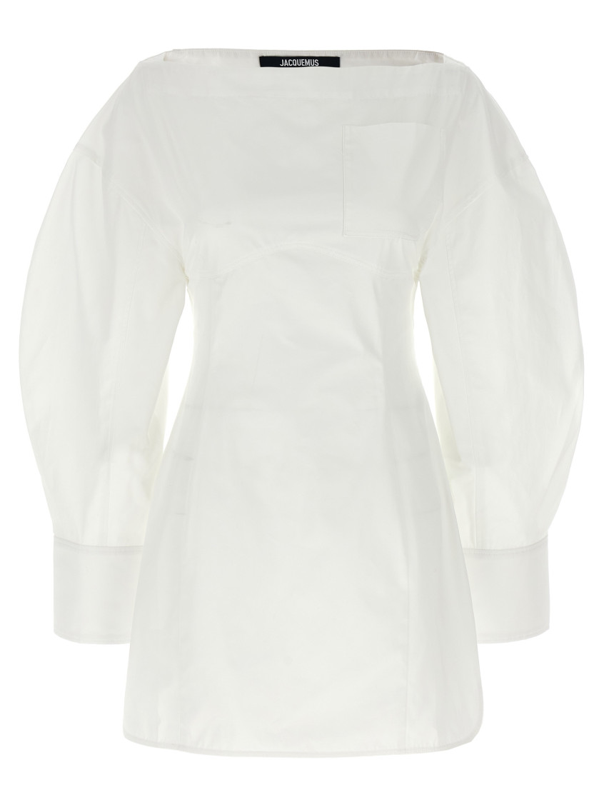 Shop Jacquemus White La Robe Chemise Casaco Dress