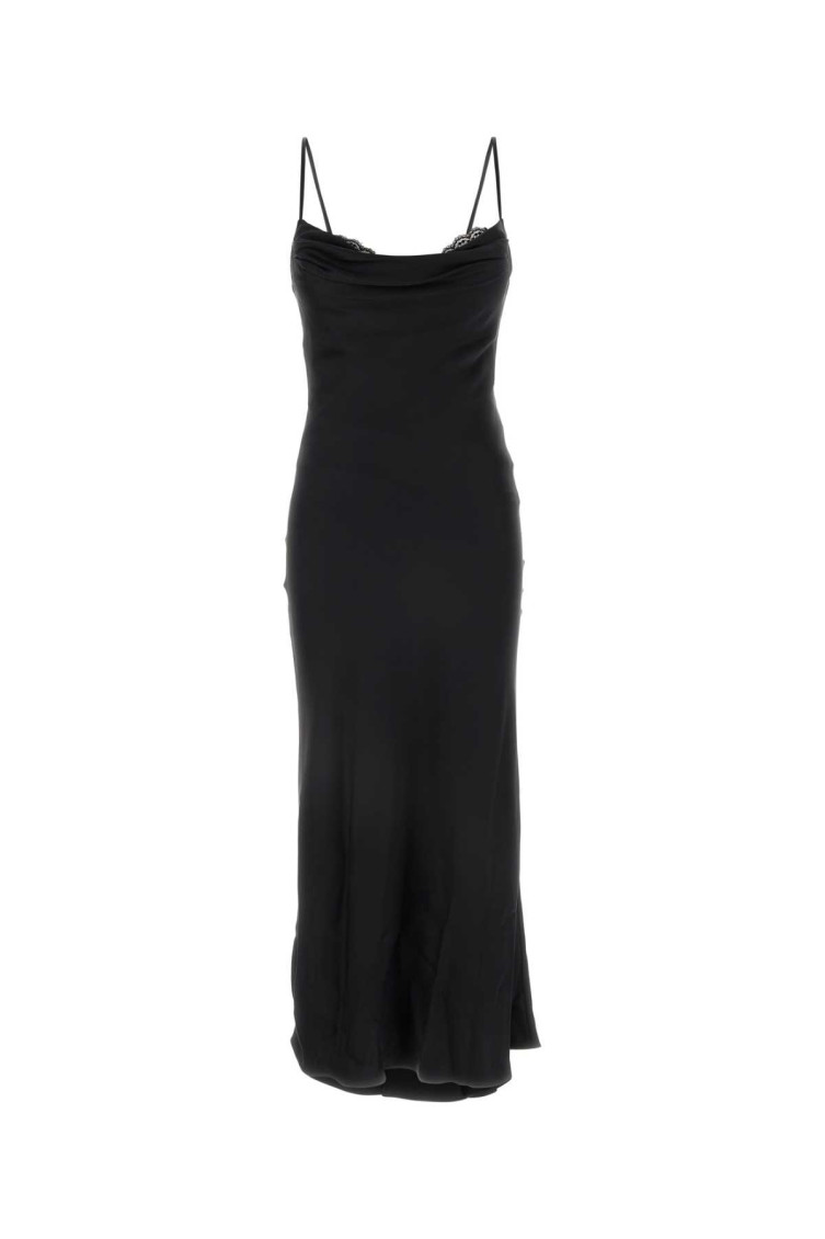 Alexander Mcqueen Silk Evening Dress Women In Black