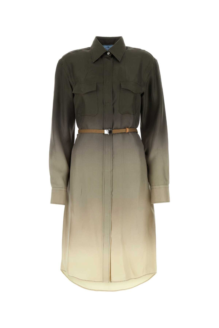 Prada Abito Chemisier In Twill Multicolor Donna In Multicolor