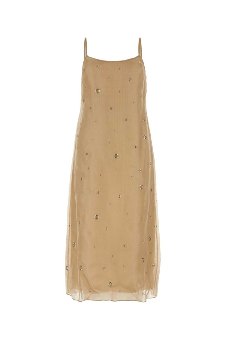 Prada Women's Beige Organza Dress In Beige