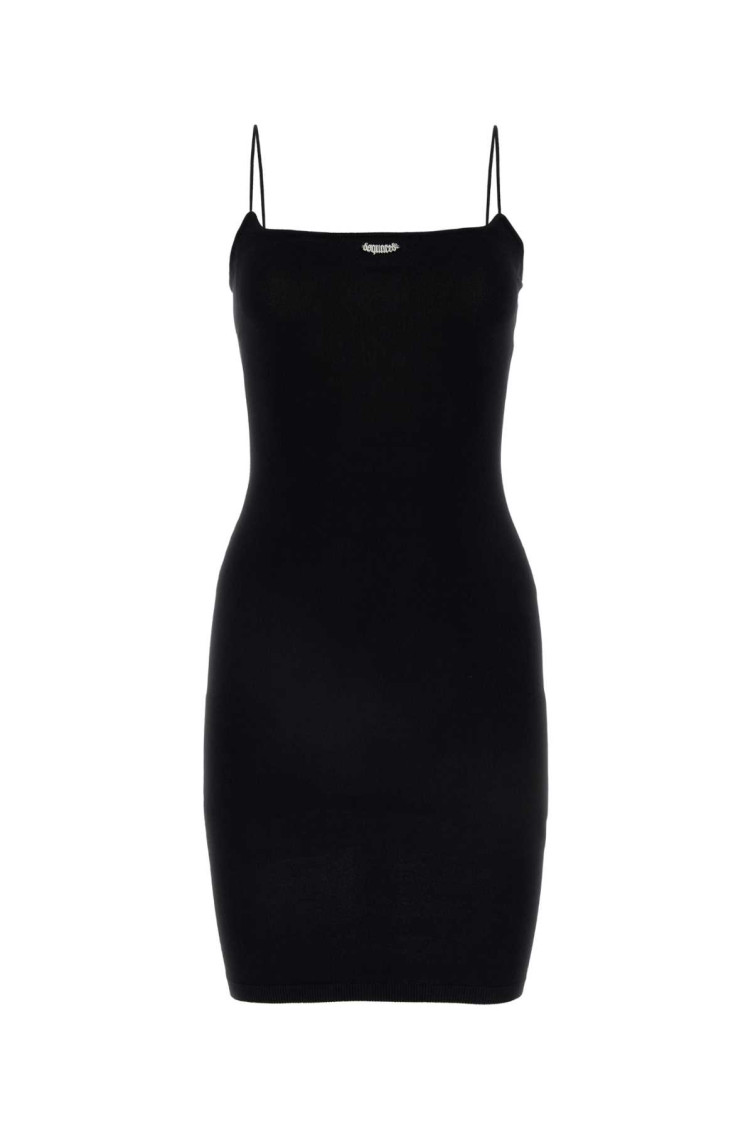 Dsquared2 Black Viscose Blend Mini Dress In Black