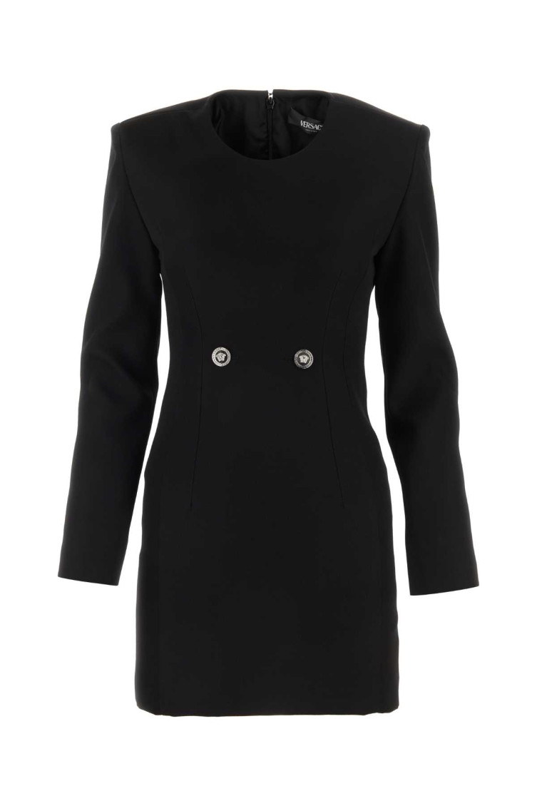 Versace Hourglass Grain-de-poudre Minidress In Black