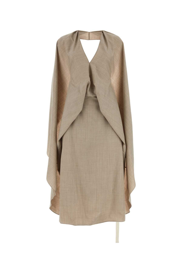Fendi Abito In Flanella Gessata Beige In Beige
