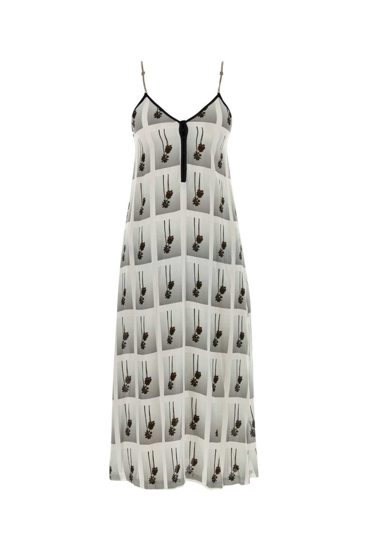 Palm Angels Viscose Mini Dress With Statement Print In White