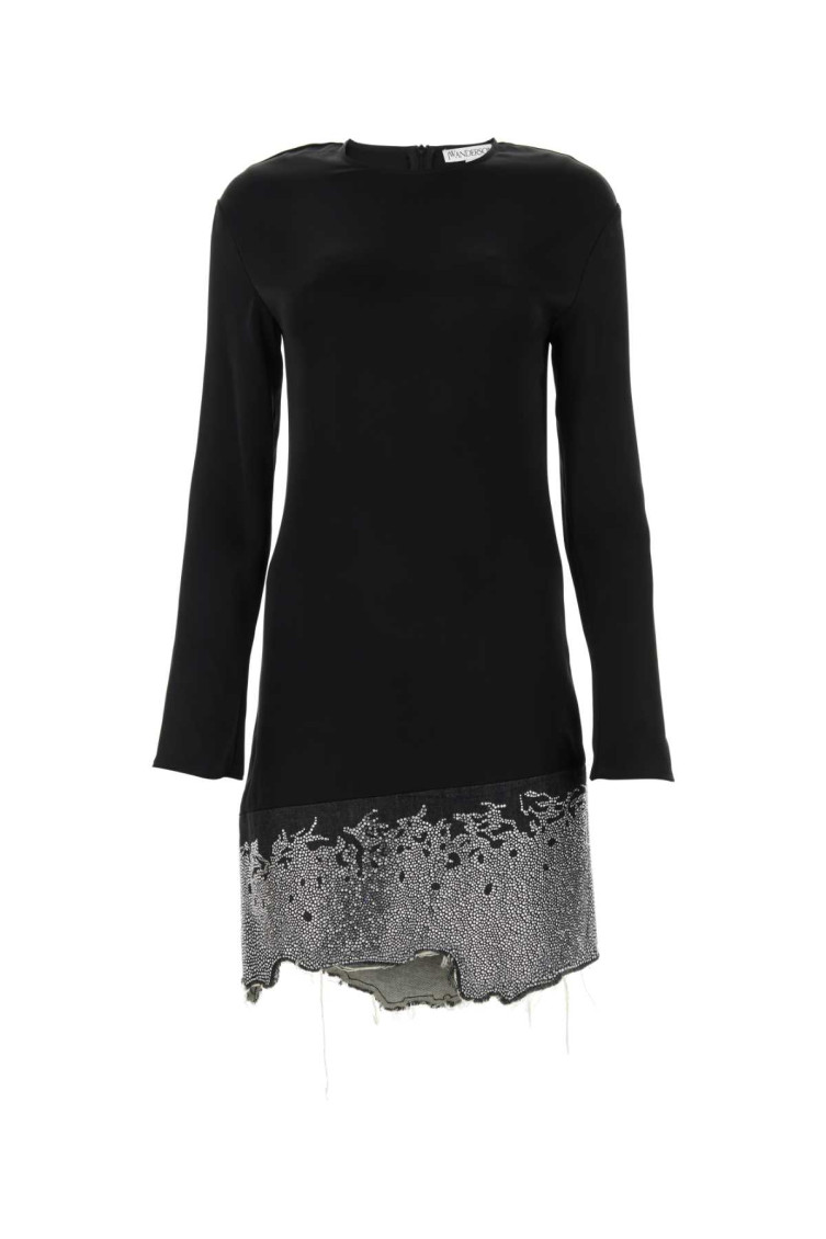 Jw Anderson J.w. Anderson Glitter-embellished Satin Minidress In Black