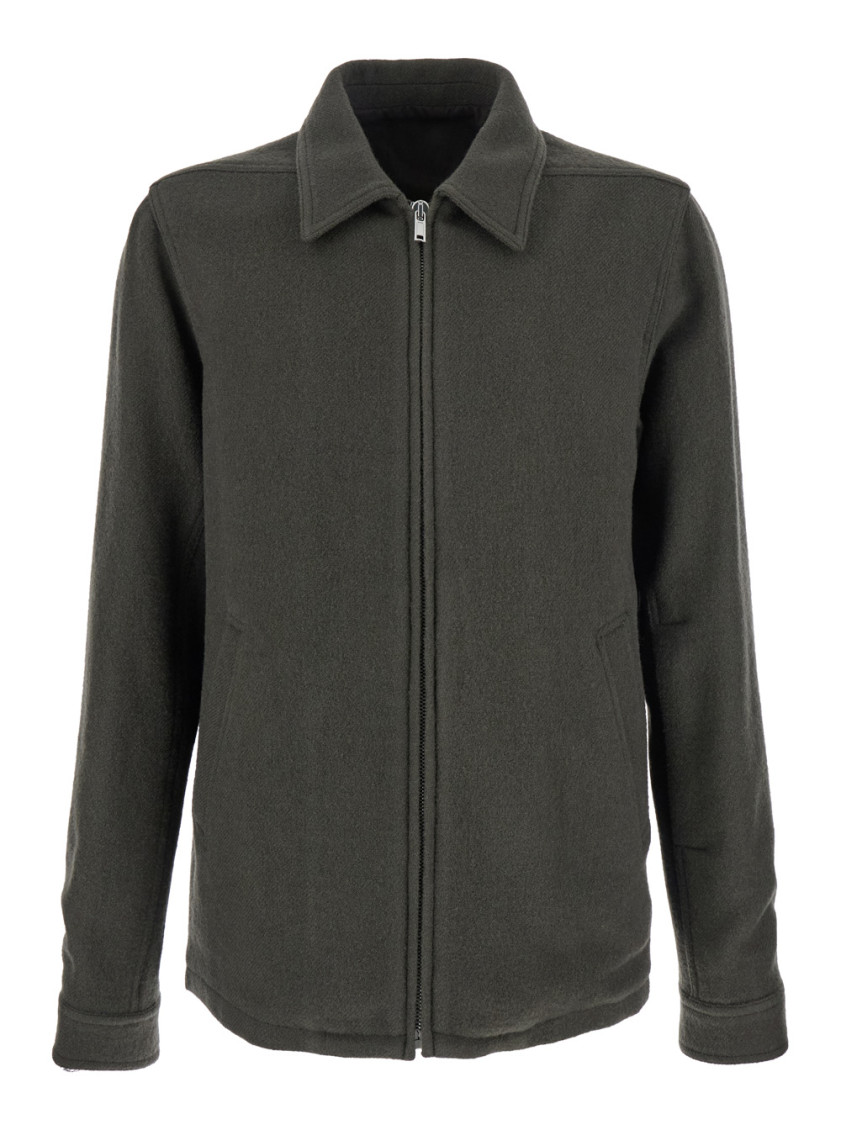 Rick Owens Green Classic Collar Zipped Sweatshirt In Green
