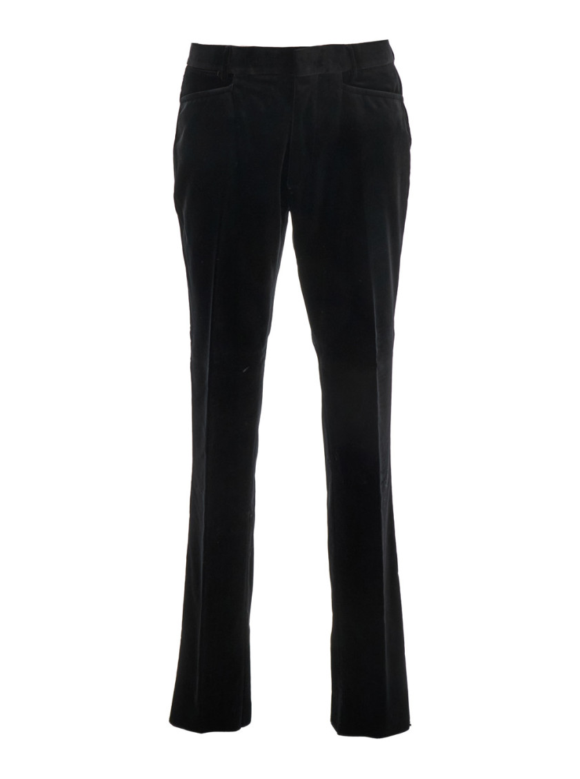 Tom Ford Pantalone In Velluto No Raso In Black