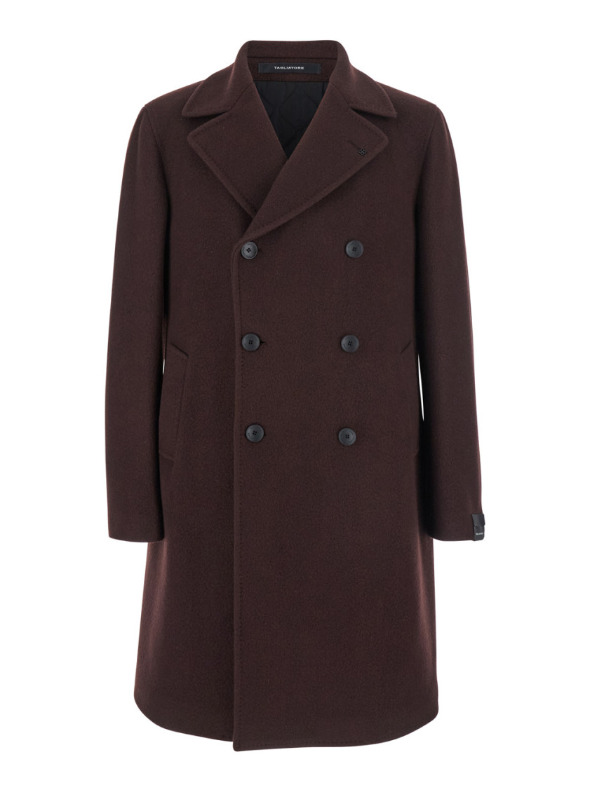 Tagliatore Brown Double Breasted Coat
