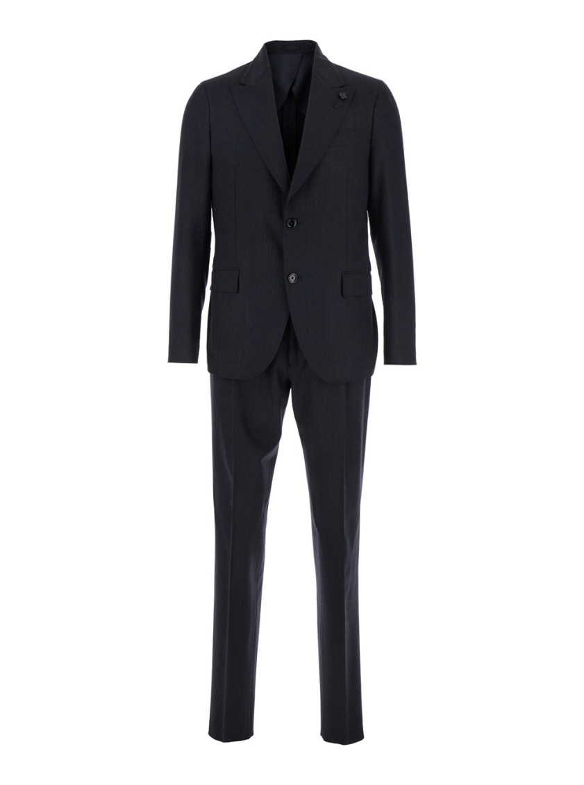 Lardini Grey Pinstripe Pattern Suit In Blue