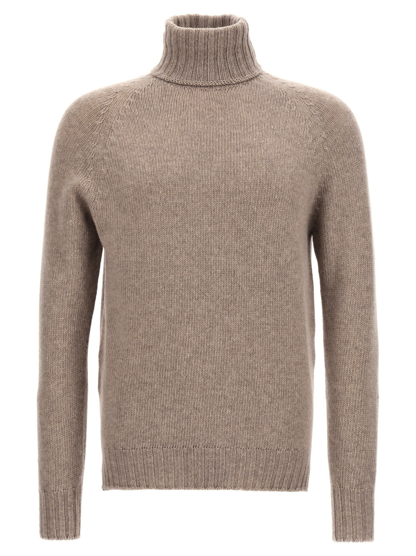 Ma'ry'ya Grey Turtle-neck Sweater In Brown