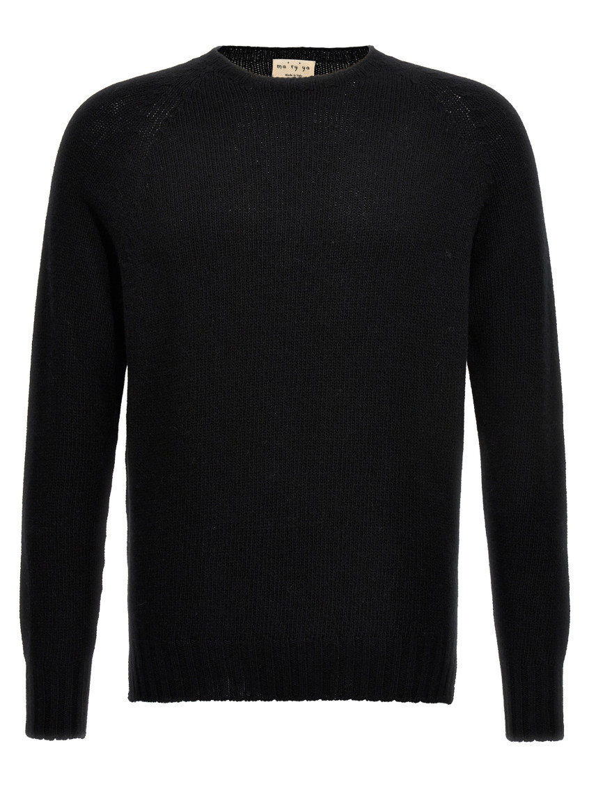 Ma'ry'ya Cashmere Blend Wool Sweater With Ribbed Detailing In Black