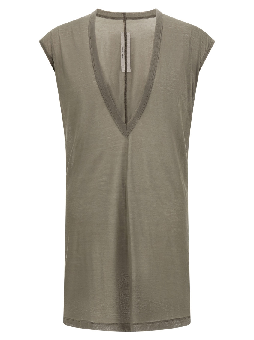 Rick Owens V-neck Cotton T-shirt In Green