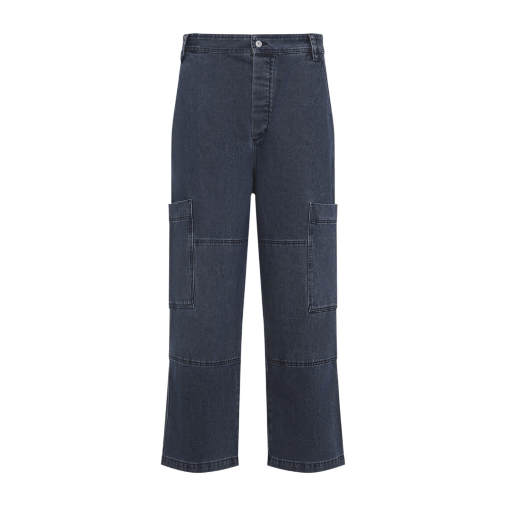 Jacquemus Navy Blue Cotton Le Cargo De-nimes Carre Jeans In Blue