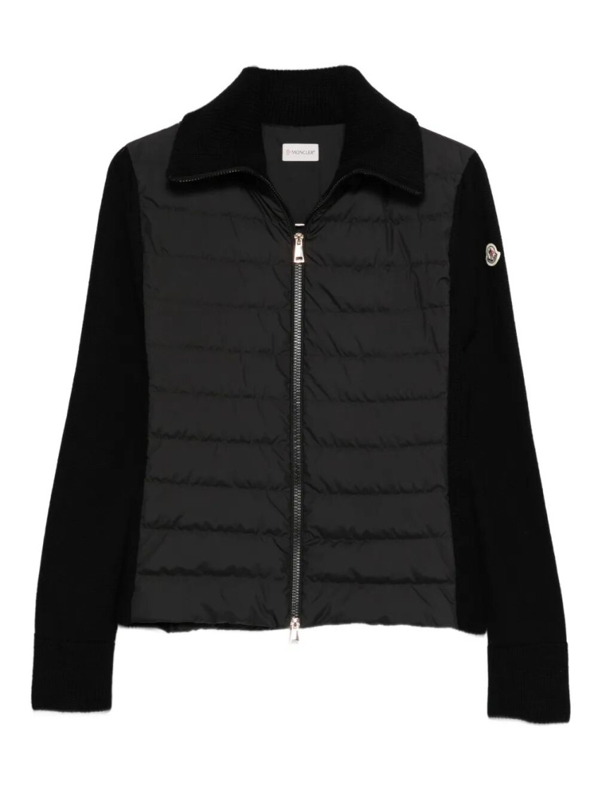 Moncler Black Zip-up Cardigan In Black