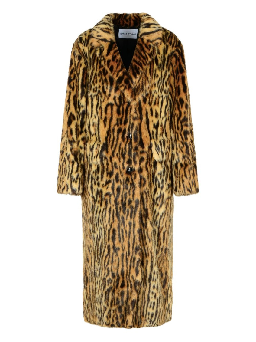 Stand Studio Marceline Leopard Faux Fur Coat In Animal Print