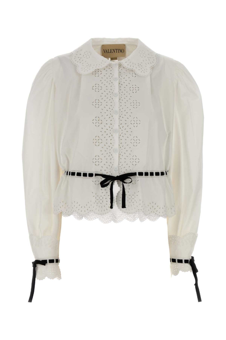Valentino White Poplin Shirt In Neutral
