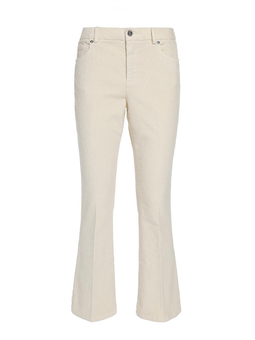 I Love My Pants Beige Velvet Cropped Flared Trousers In Beige