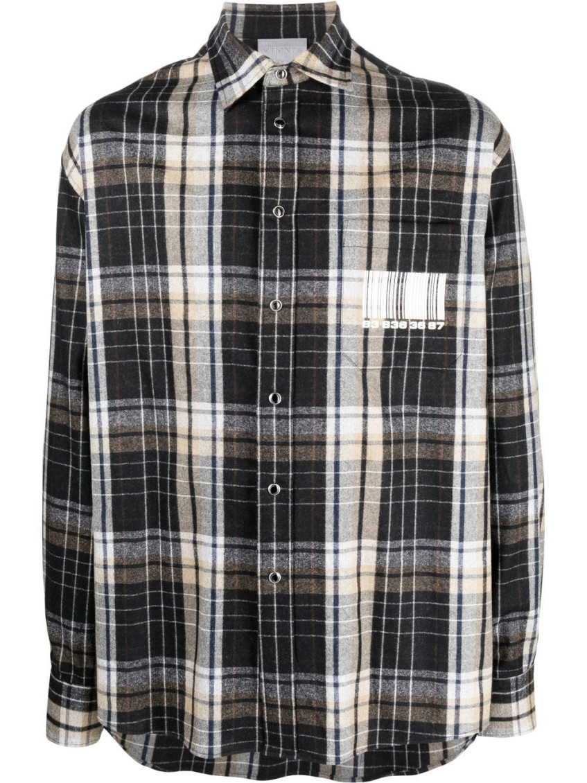 VTMNTS MULTI COLOR DARK GREY CHECKED FLANNEL SHIRT 
