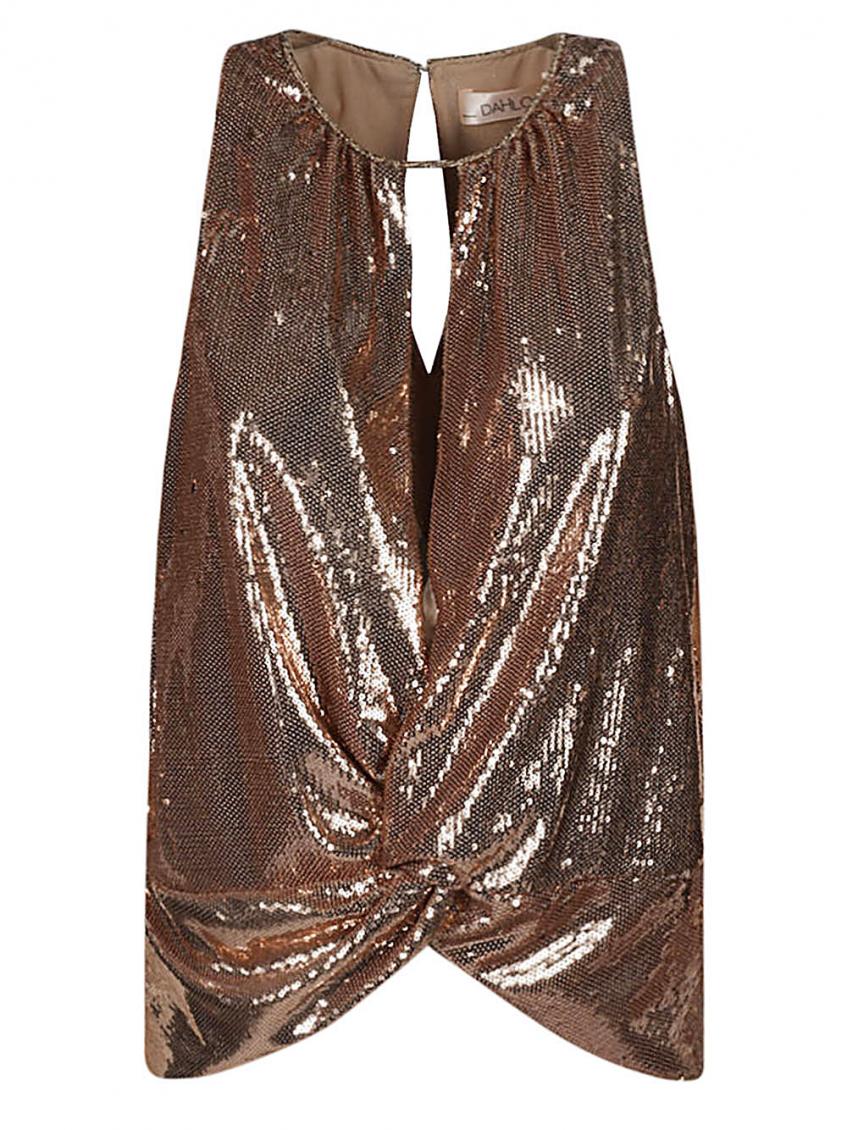 Dahlo Sequin Cropped Top In Golden
