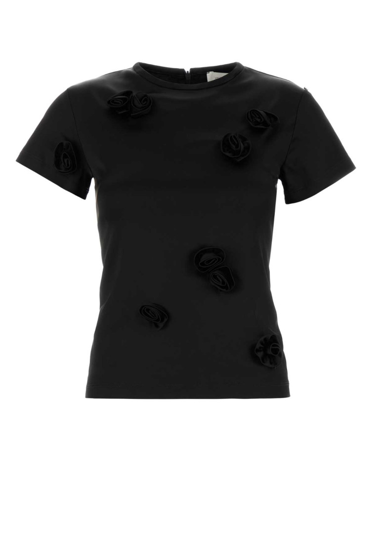 Sportmax Mendoza T-shirt Floral Appliqué In Black