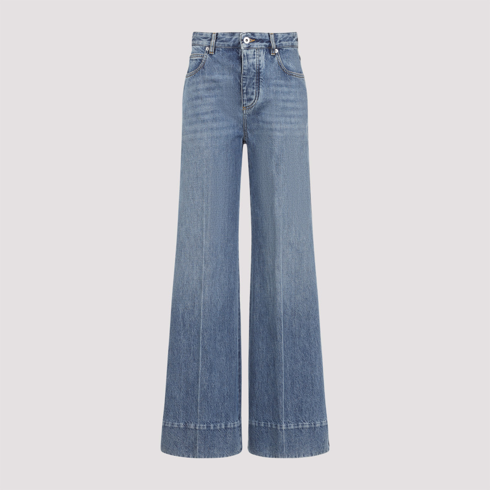 Bottega Veneta Wide Leg Flared Denim Jeans In Blue