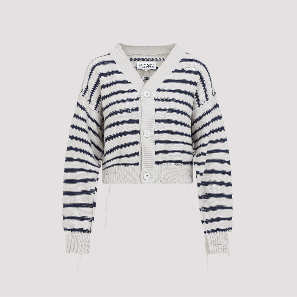 Mm6 Maison Margiela Mm6 By Maison Margiela Chalk White Cotton Cardigan In White