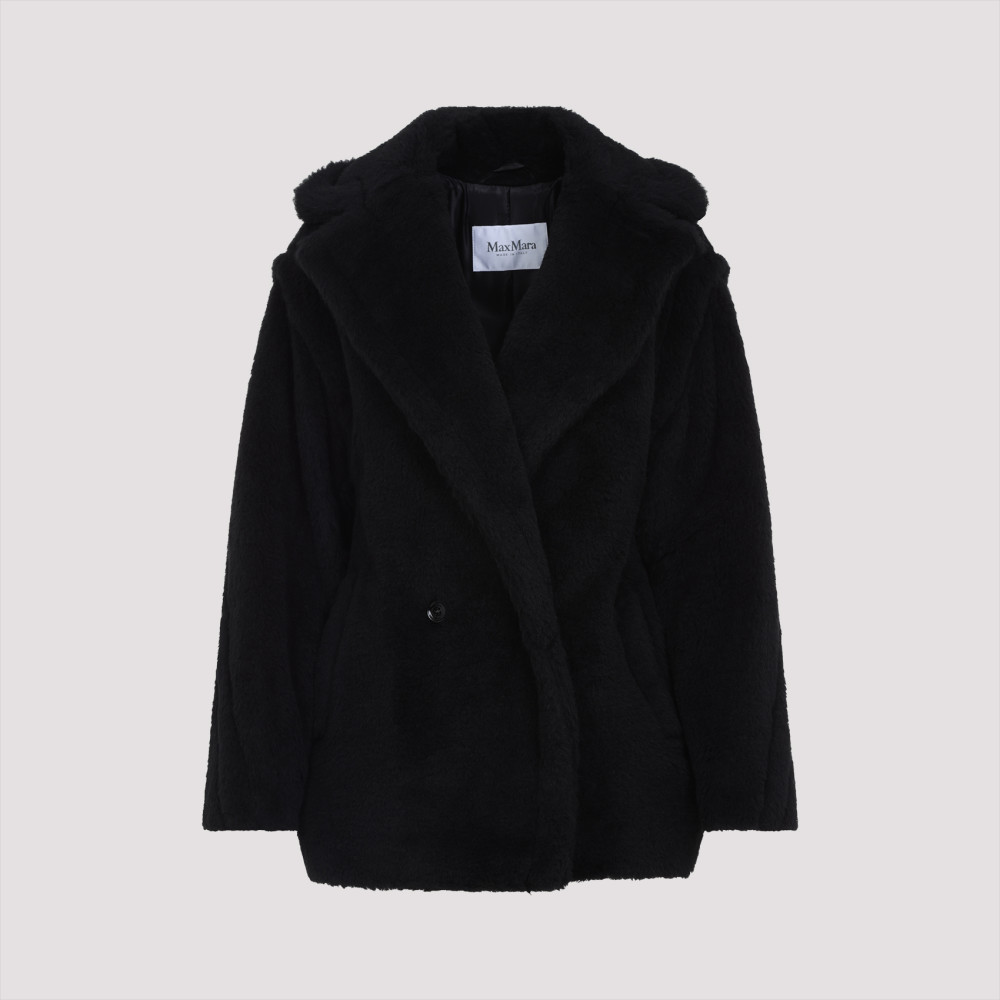 Shop Max Mara Black Fuxia Teddy Short Coat