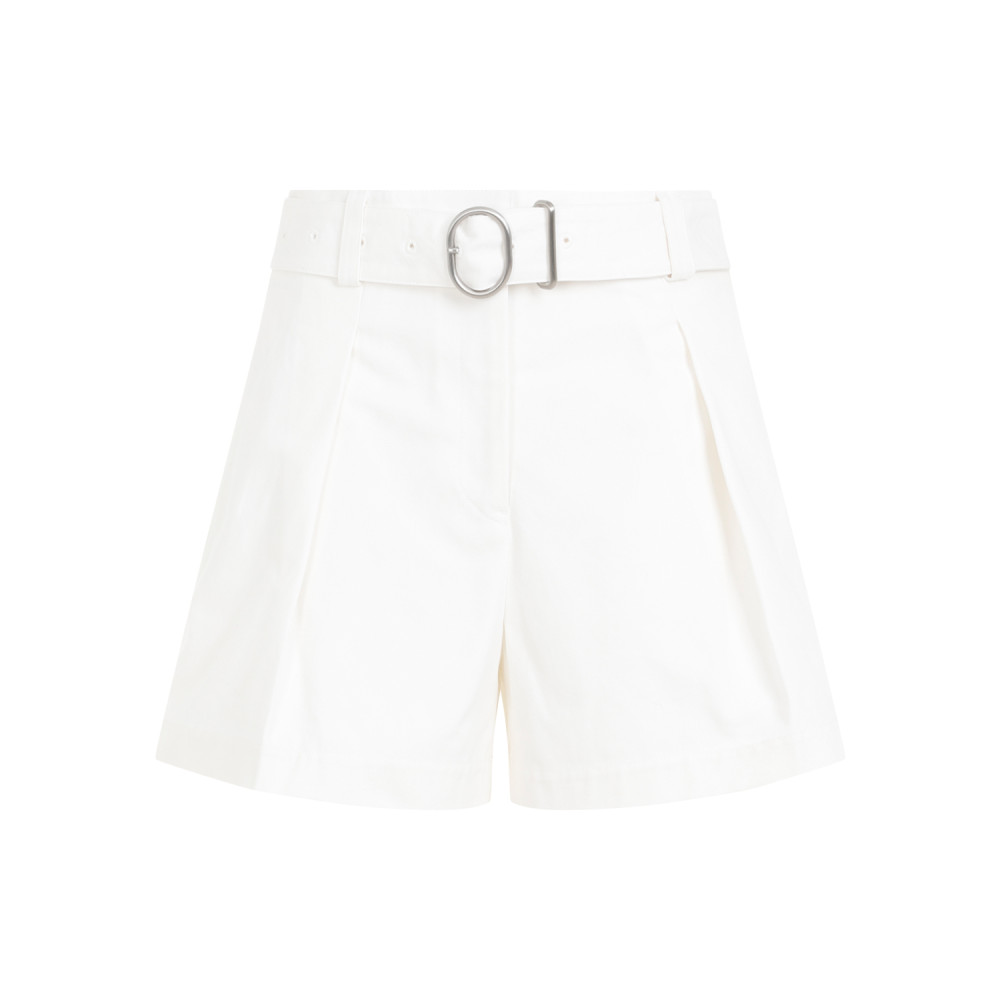 Jil Sander Flared Buckle Belt Shorts In White