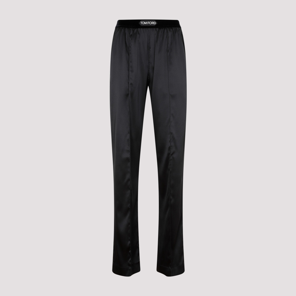 Tom Ford High-waisted Stretch-silk Satin Trousers In Black