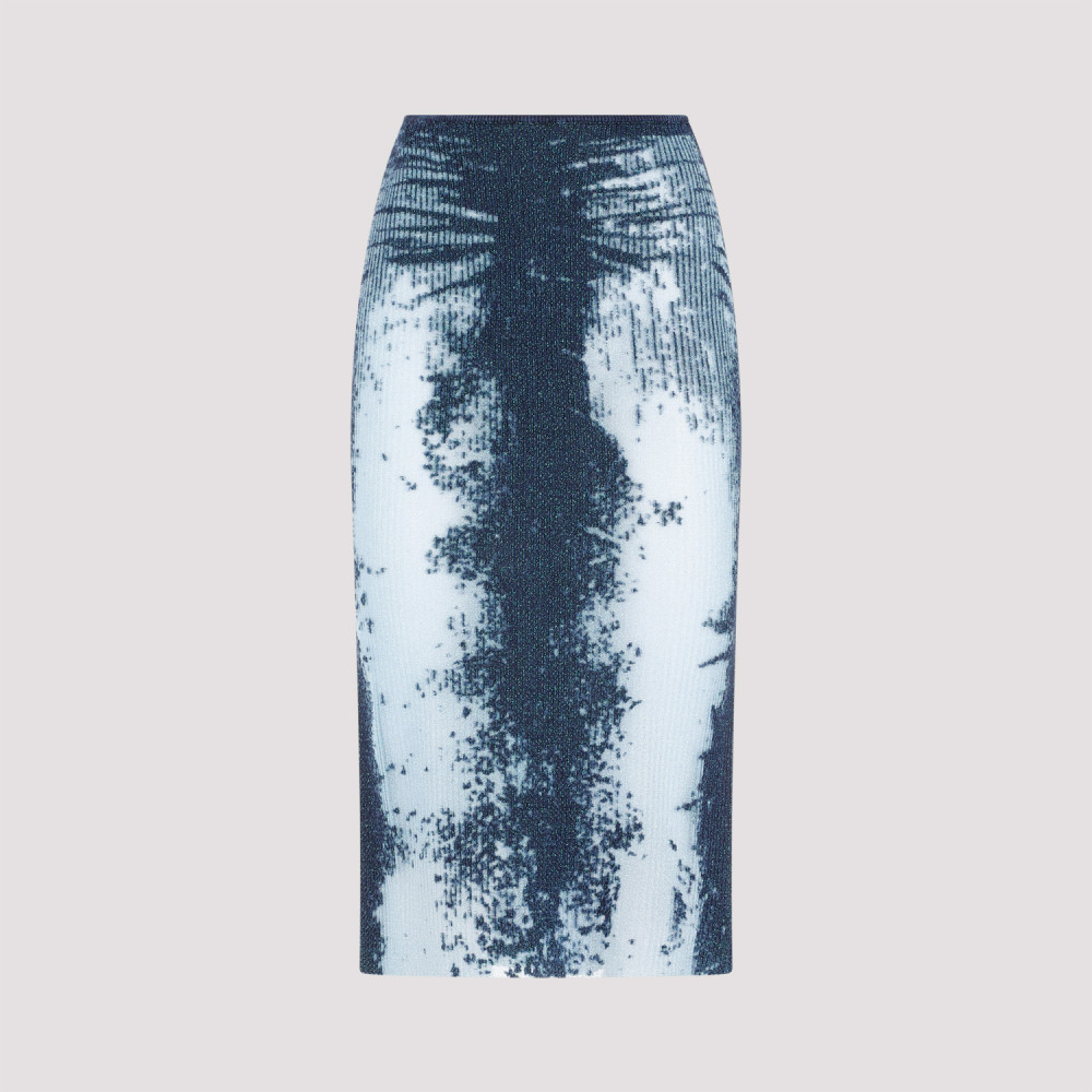 Diesel Blue Midi Skirt In Devor Metallic Knit In Blue