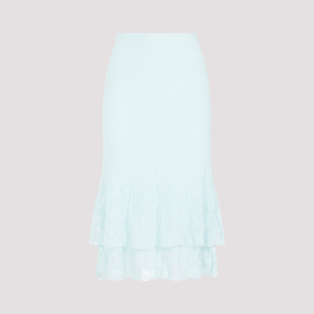 Bottega Veneta Cotton Midi Skirt For Women – Ss24 Collection In Turquoise